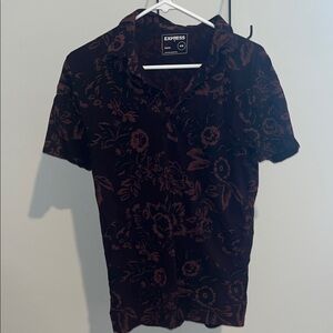 Express Men's Dark Floral Polo Shirt